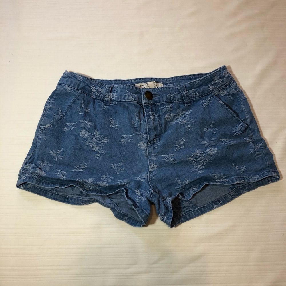 Denim floral shorts